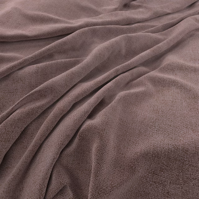 Close-up of muted mauve-taupe Malmo-Eco Heather with fine woven texture and folds
