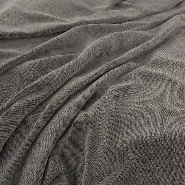 Draped close-weave fabric in muted grey khaki with subtle olive depth