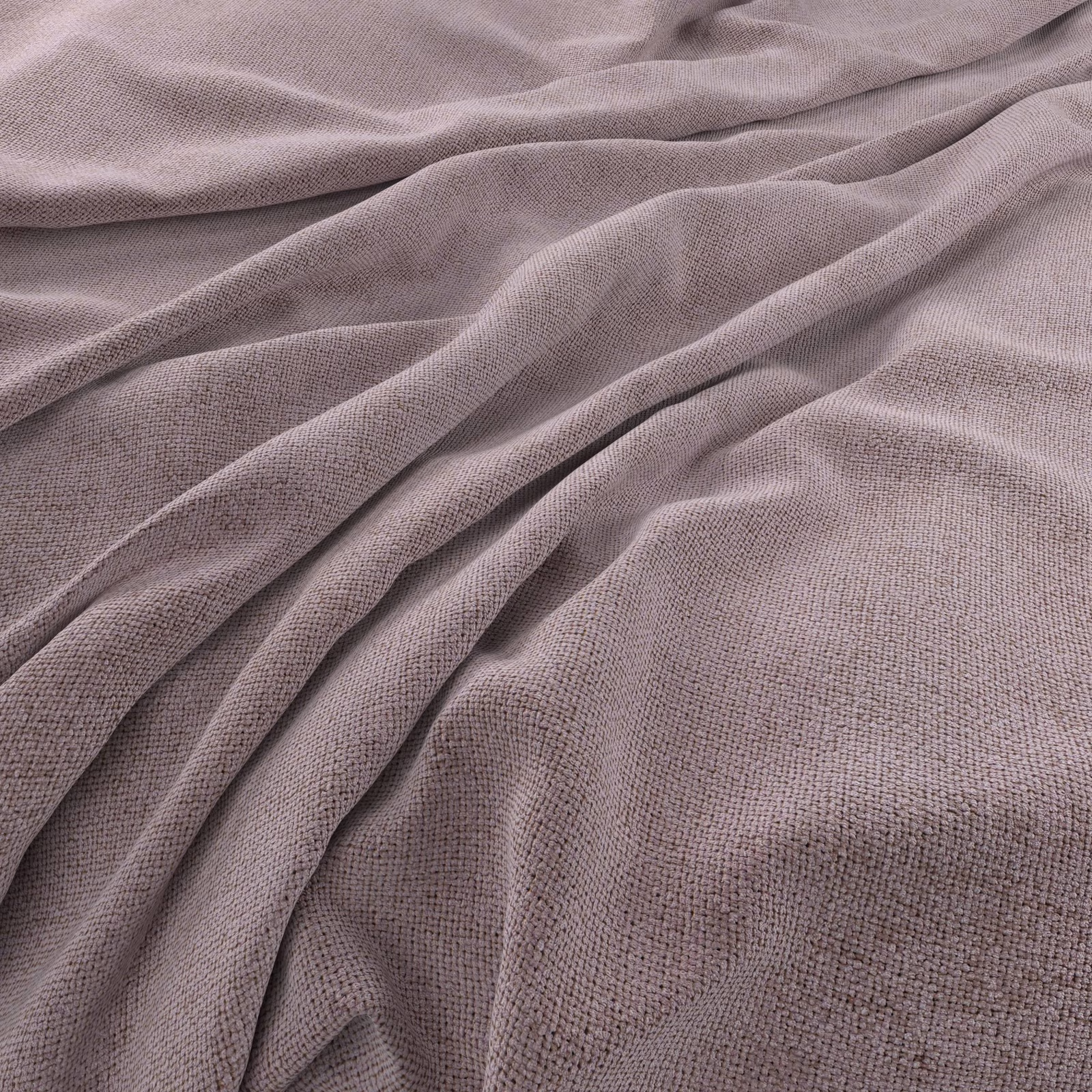 Dusty lilac-mauve woven cloth gathered into soft, fluid folds