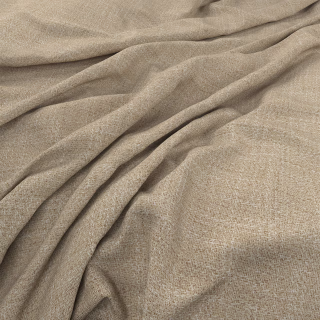 Warm flax-beige fine weave with taupe shadows folding across the textile surface