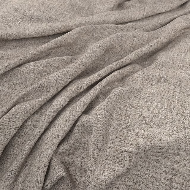 Cool grey-taupe Malvern textile with a fine flecked weave gathered in soft folds