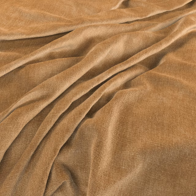 Warm bronze-brown woven fabric draped into softly lustrous, fluid folds