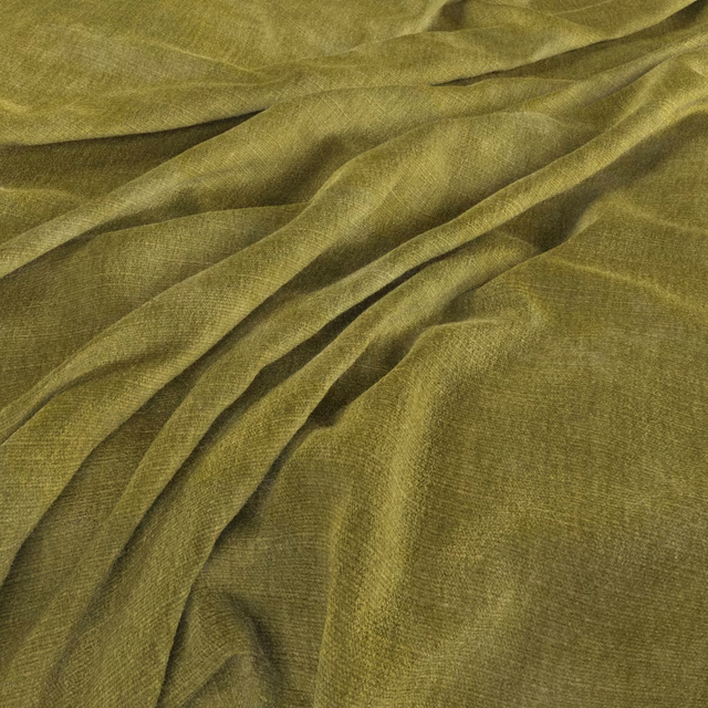 Muted moss olive fabric showing fine woven texture across softly gathered folds