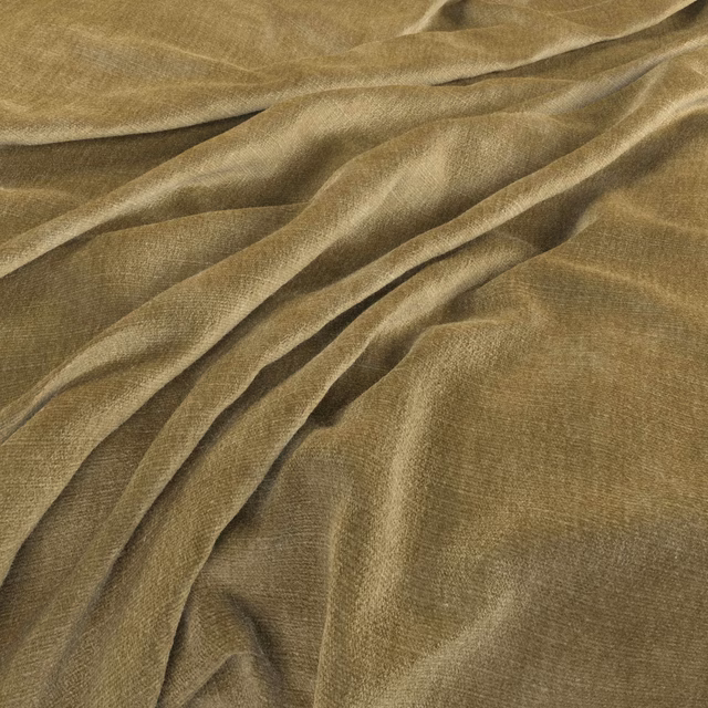 Warm old-gold woven fabric with fine texture and softly reflective draped folds
