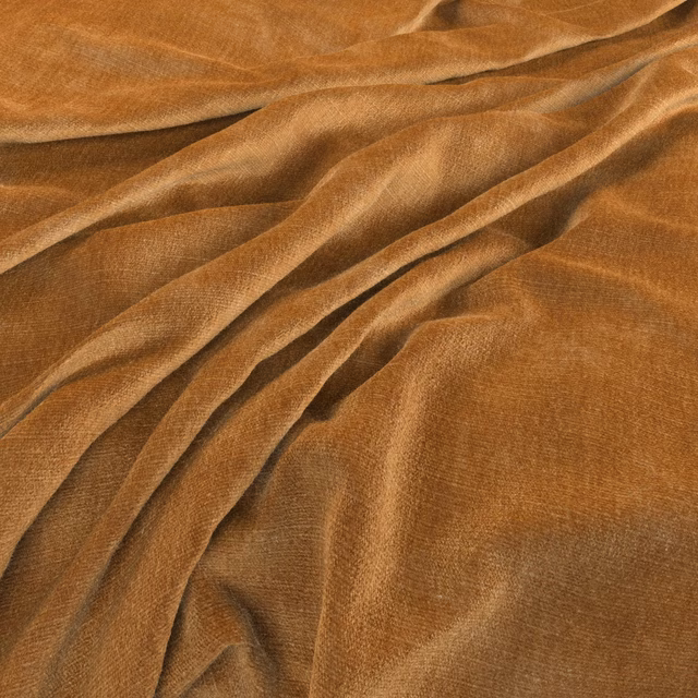 Warm pumpkin-brown fabric with softly lustrous folds and a fine woven texture