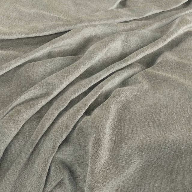 Pale seafoam-grey woven textile gathered into softly rippling folds
