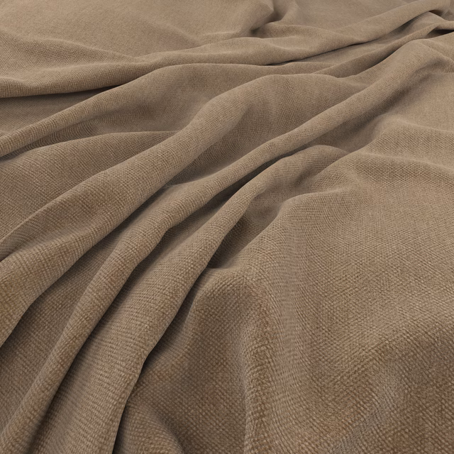 Warm acorn taupe-brown woven fabric showing fine texture in soft folds