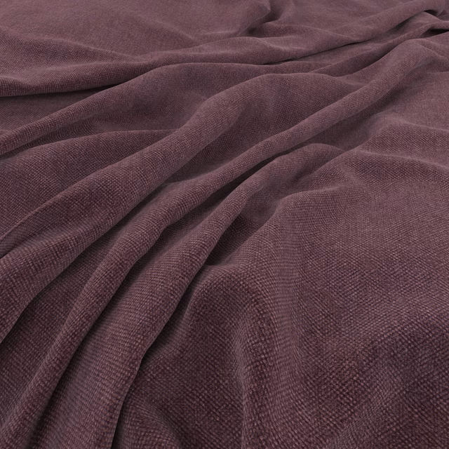 Dusty amethyst plum fabric with fine woven texture in softly folded drape