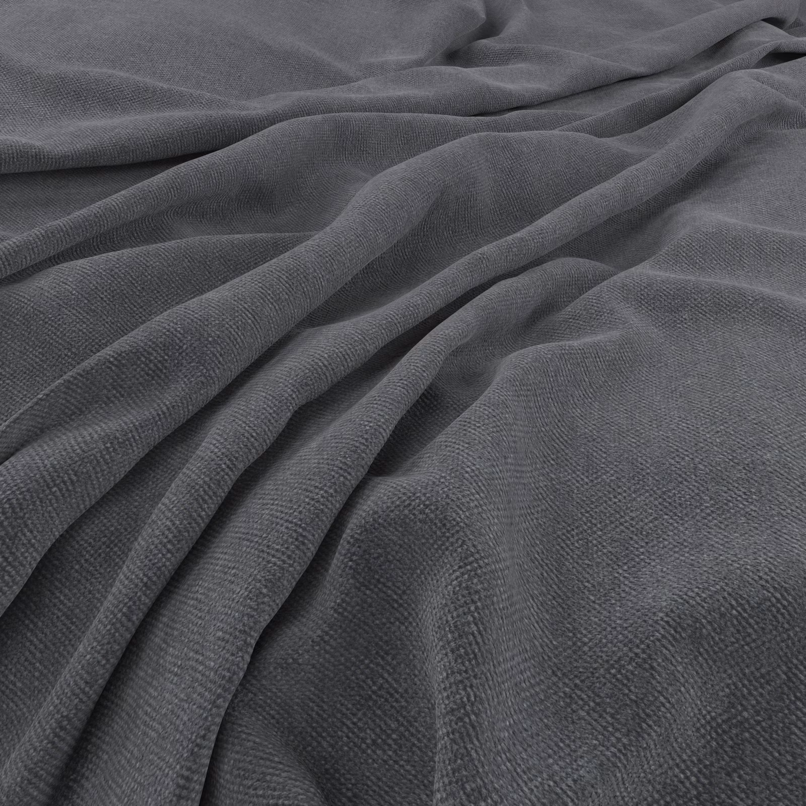 Dark slate-grey Manolo Atlantic fabric with fine woven texture and soft gathered folds