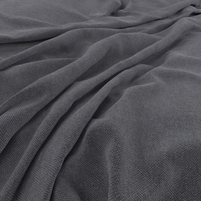 Dark slate-grey Manolo Atlantic fabric with fine woven texture and soft gathered folds