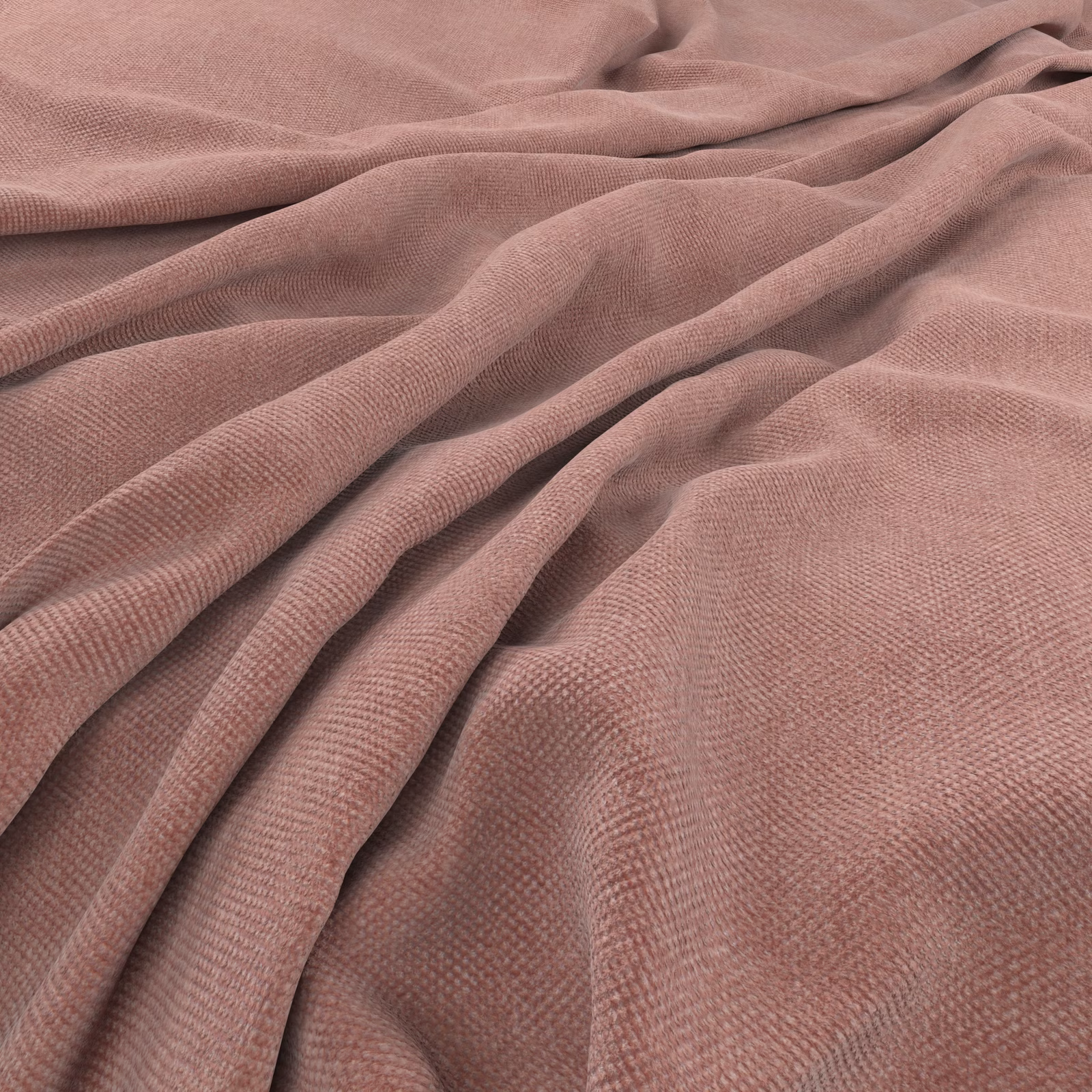Dusty mauve-pink woven fabric draped in folds, showing a fine tactile texture