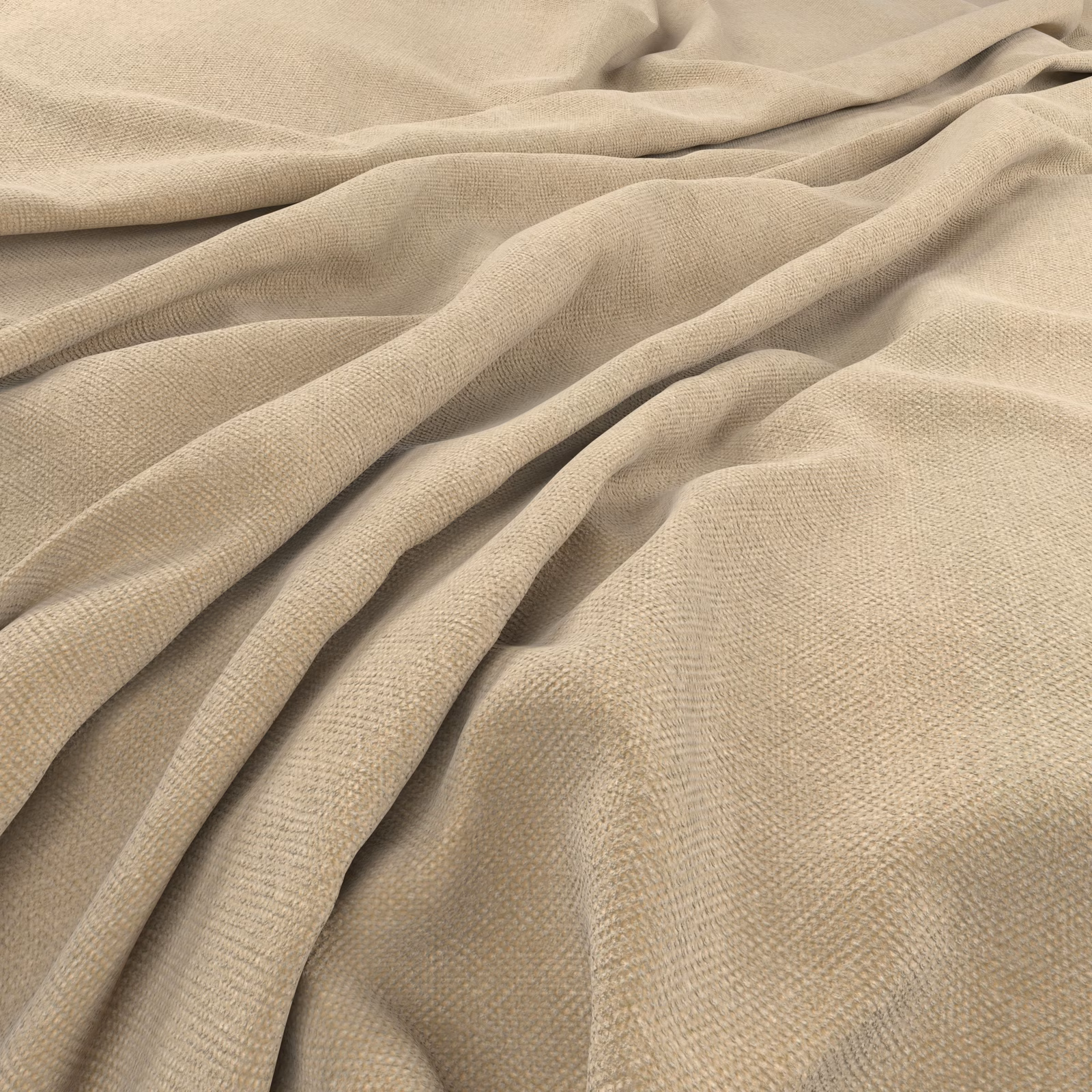 Pale greige Manolo Egret fabric with a fine woven texture draped in soft folds