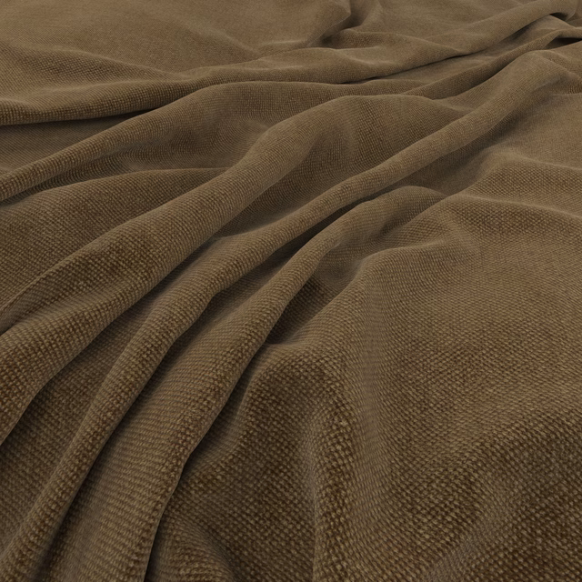 Muted olive taupe woven fabric gathered into deep, softly textured folds
