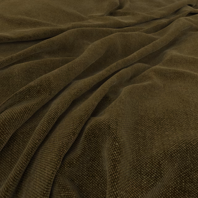 Deep olive forest-green fabric with a fine, softly light-catching micro-texture in folds