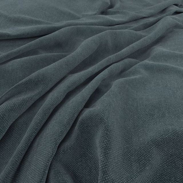 Deep blue-green teal woven fabric with fine texture in sculpted folds