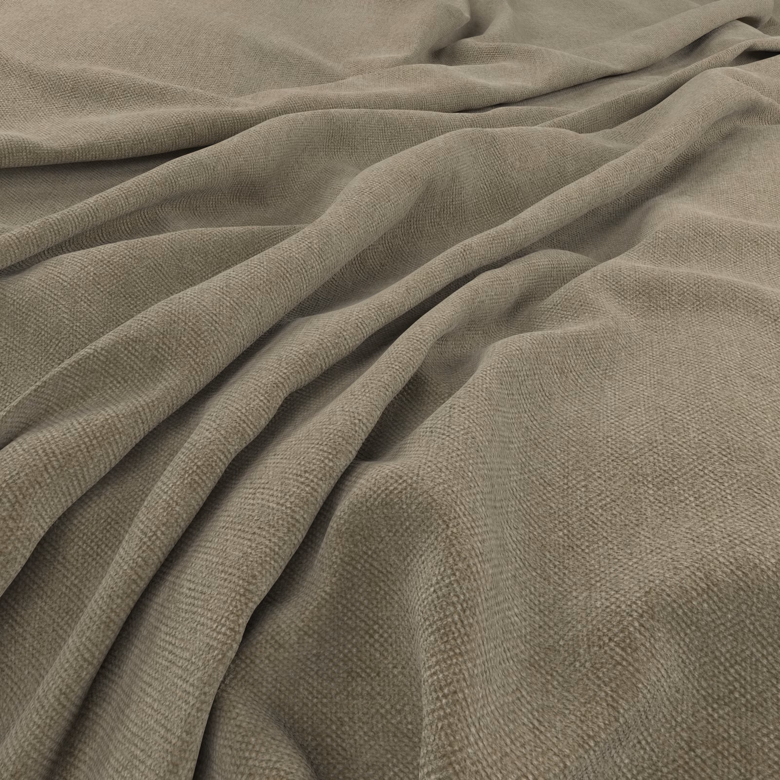 Muted grey-taupe Manolo Mist fabric showing a fine woven texture in soft folds