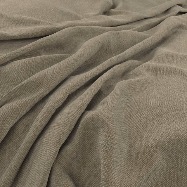 Muted grey-taupe Manolo Mist fabric showing a fine woven texture in soft folds