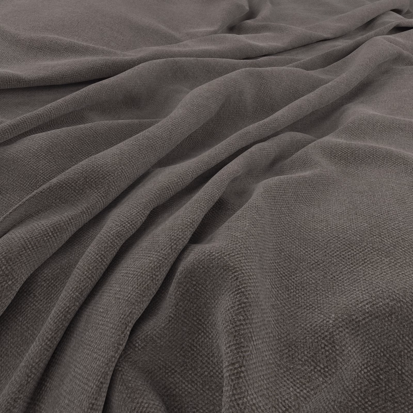 Deep mole taupe fabric showing a fine woven face in soft draped folds