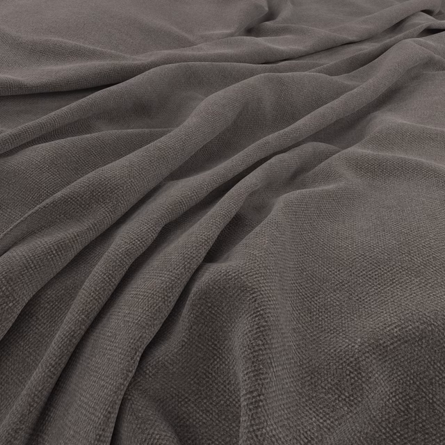 Deep mole taupe fabric showing a fine woven face in soft draped folds