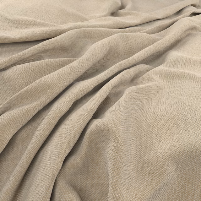 Warm natural beige fabric with a fine woven texture draped in soft folds