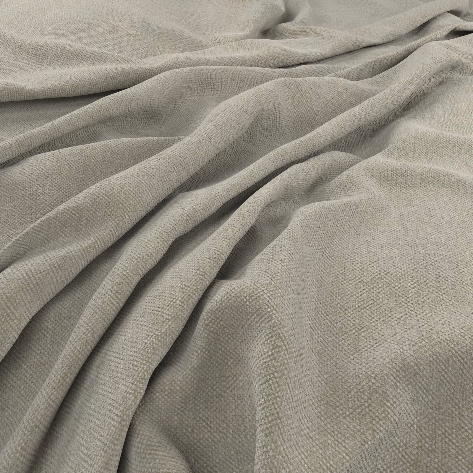 Soft smoke-grey woven fabric with fine texture falling into fluid folds