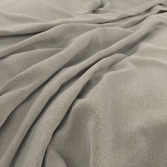 Soft smoke-grey woven fabric with fine texture falling into fluid folds
