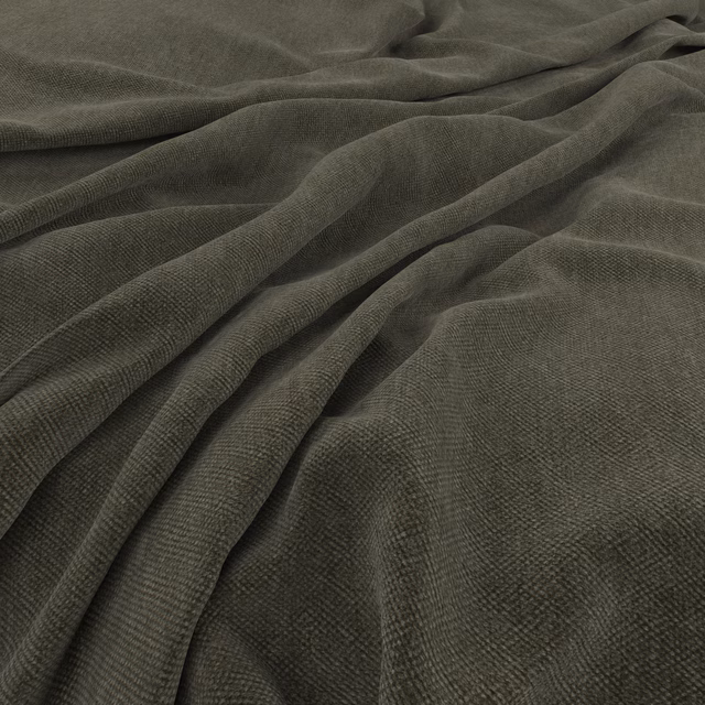 Deep spruce-green woven fabric with fine texture shown in softly gathered folds