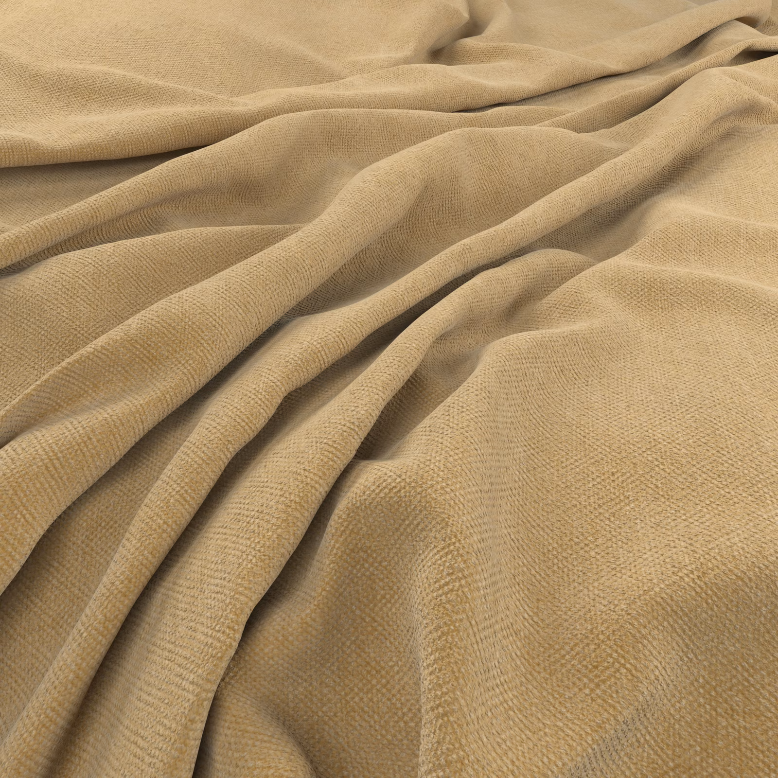 Warm wheat Manolo fabric showing a fine woven surface in soft draped folds