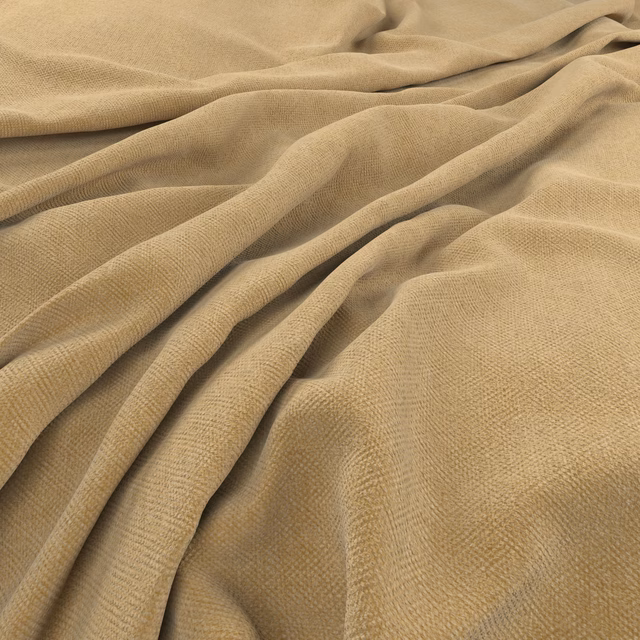 Warm wheat Manolo fabric showing a fine woven surface in soft draped folds