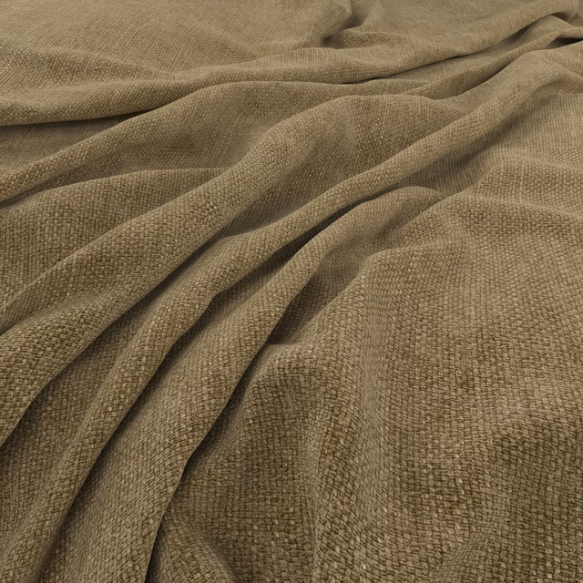 Muted aloe-olive woven fabric with coarse nubby texture draped in soft folds