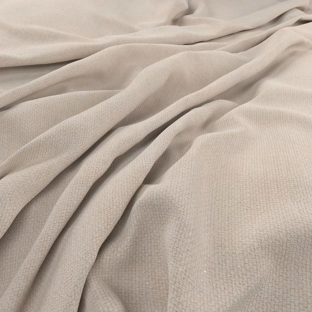 Draped chalk beige fabric showing a fine, softly pebbled woven surface