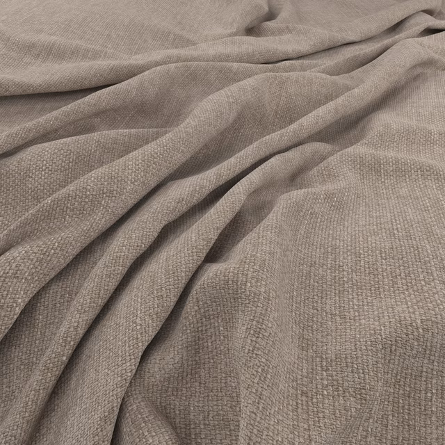 Warm latte-taupe woven fabric with fine texture gathered into soft folds