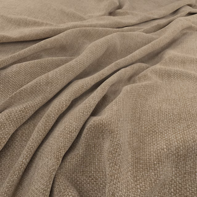Warm mushroom taupe fabric with a small pebbled weave draped in soft folds