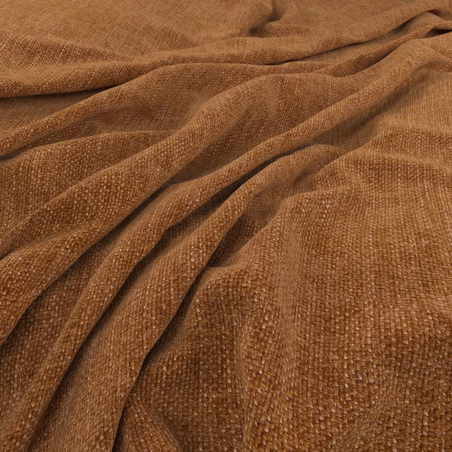 Warm chestnut-brown Marni Tiger fabric showing a nubby woven texture in soft folds