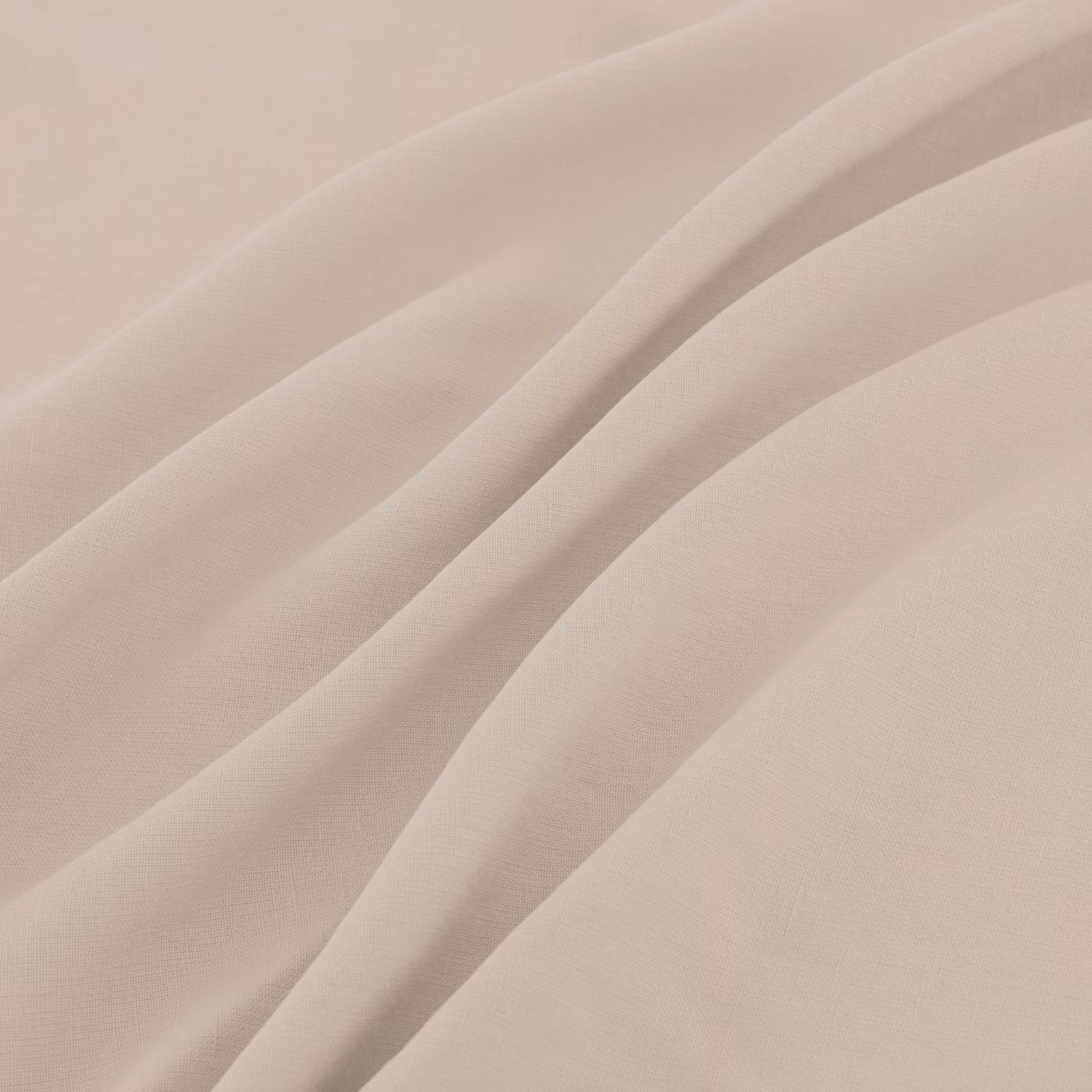 Warm ecru plain fabric with a fine weave falling into broad fluid folds