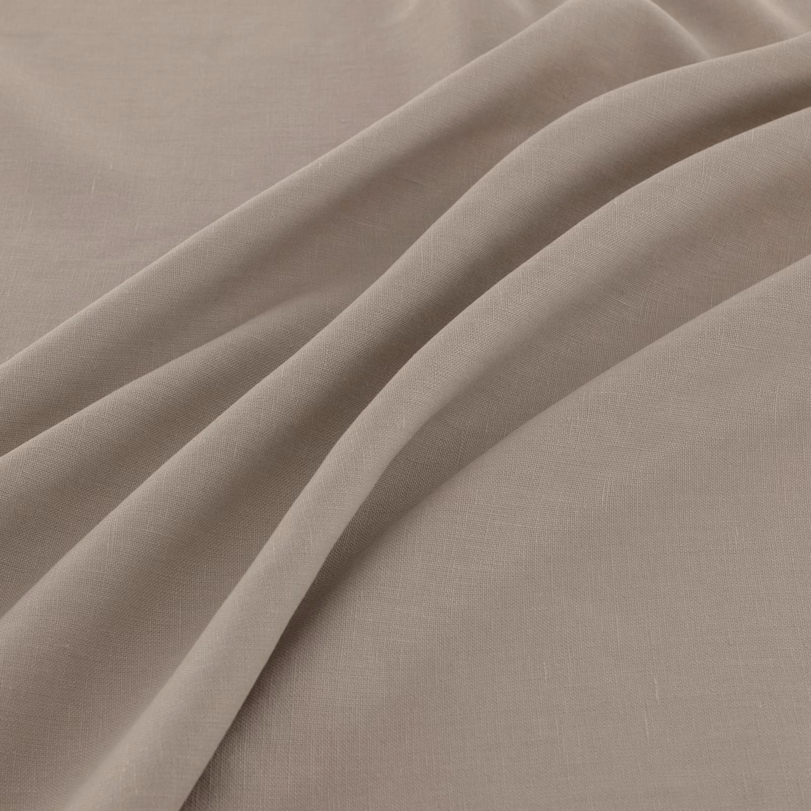 Muted taupe khaki fabric with fine weave draped into soft flowing folds