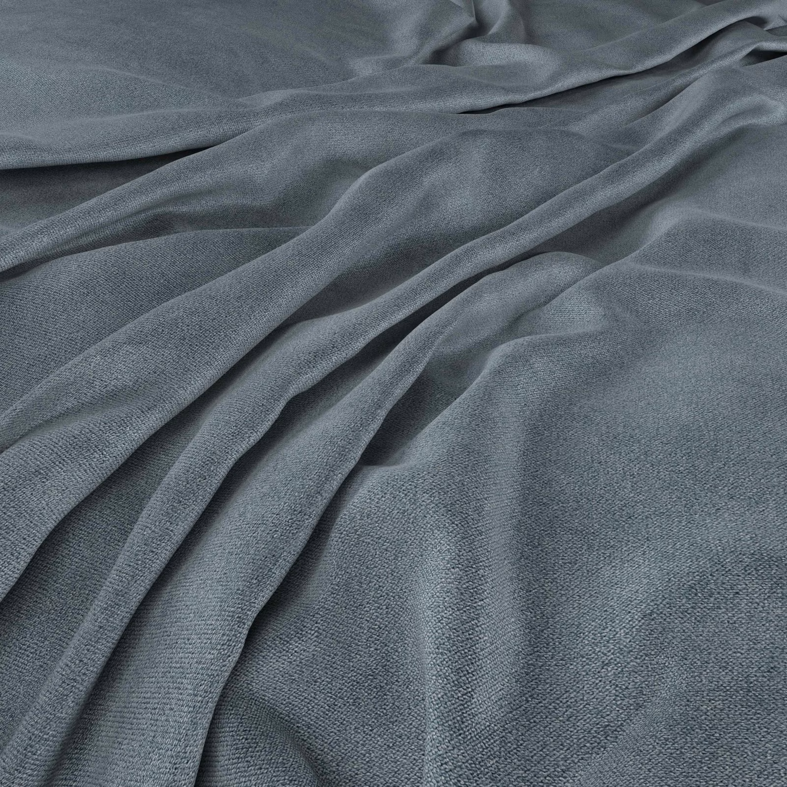 Muted airforce blue-grey woven fabric with fine texture arranged in soft flowing folds