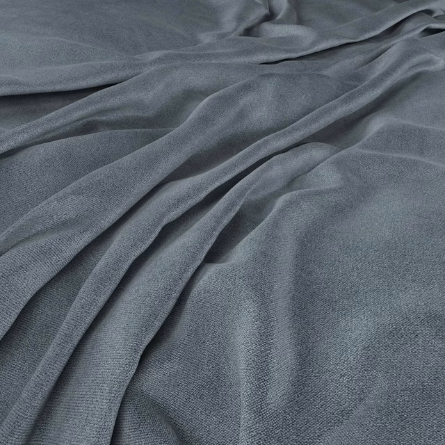 Muted airforce blue-grey woven fabric with fine texture arranged in soft flowing folds