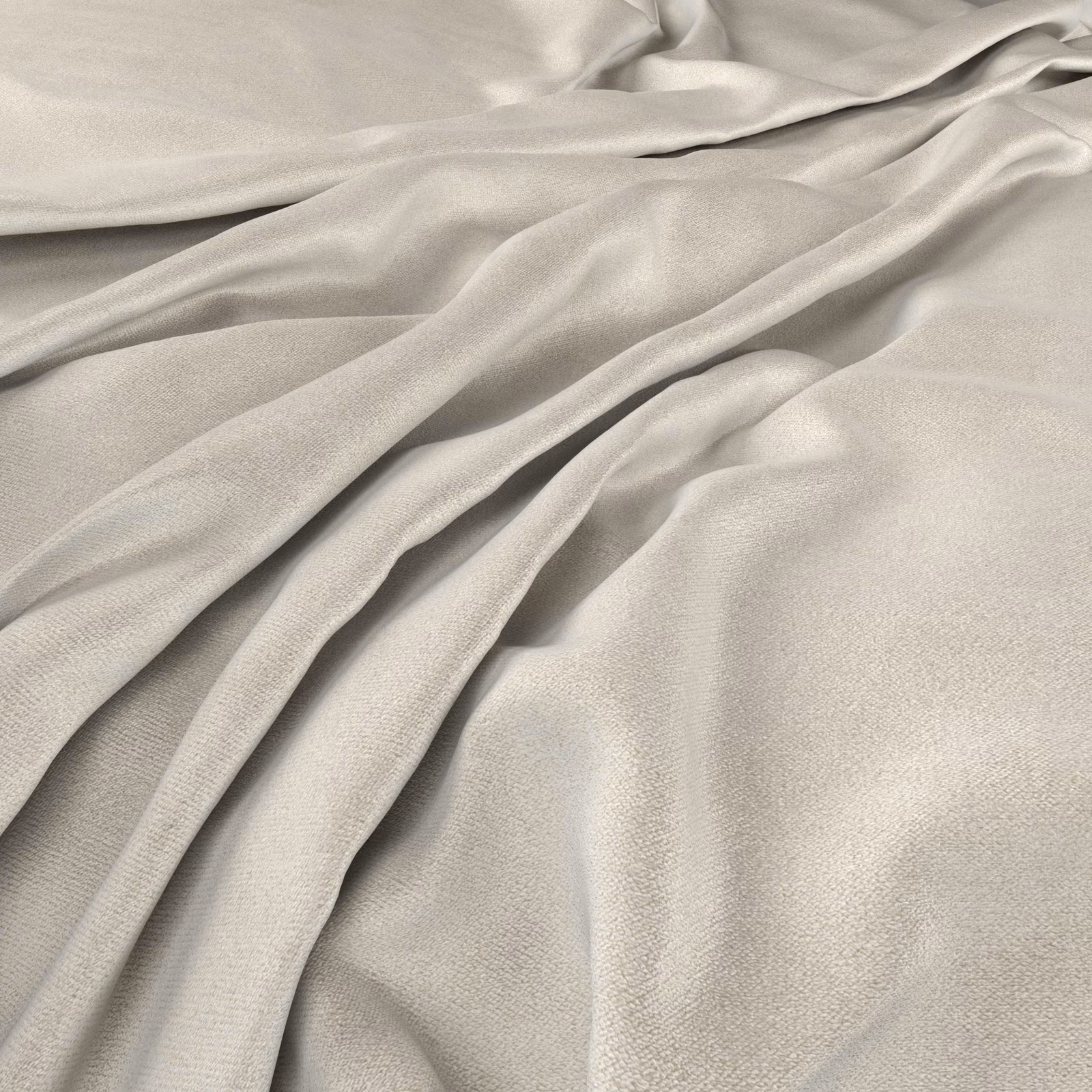 Pale alabaster ivory fabric with a fine weave and softly reflective draped folds