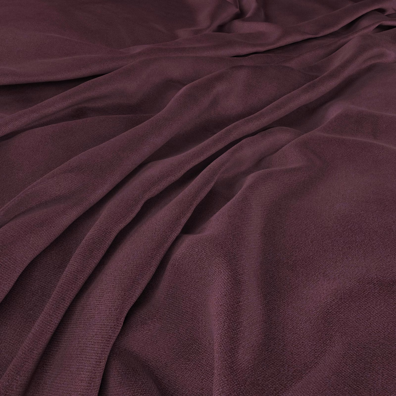 Deep amethyst plum fabric with fine weave and softly gathered folds