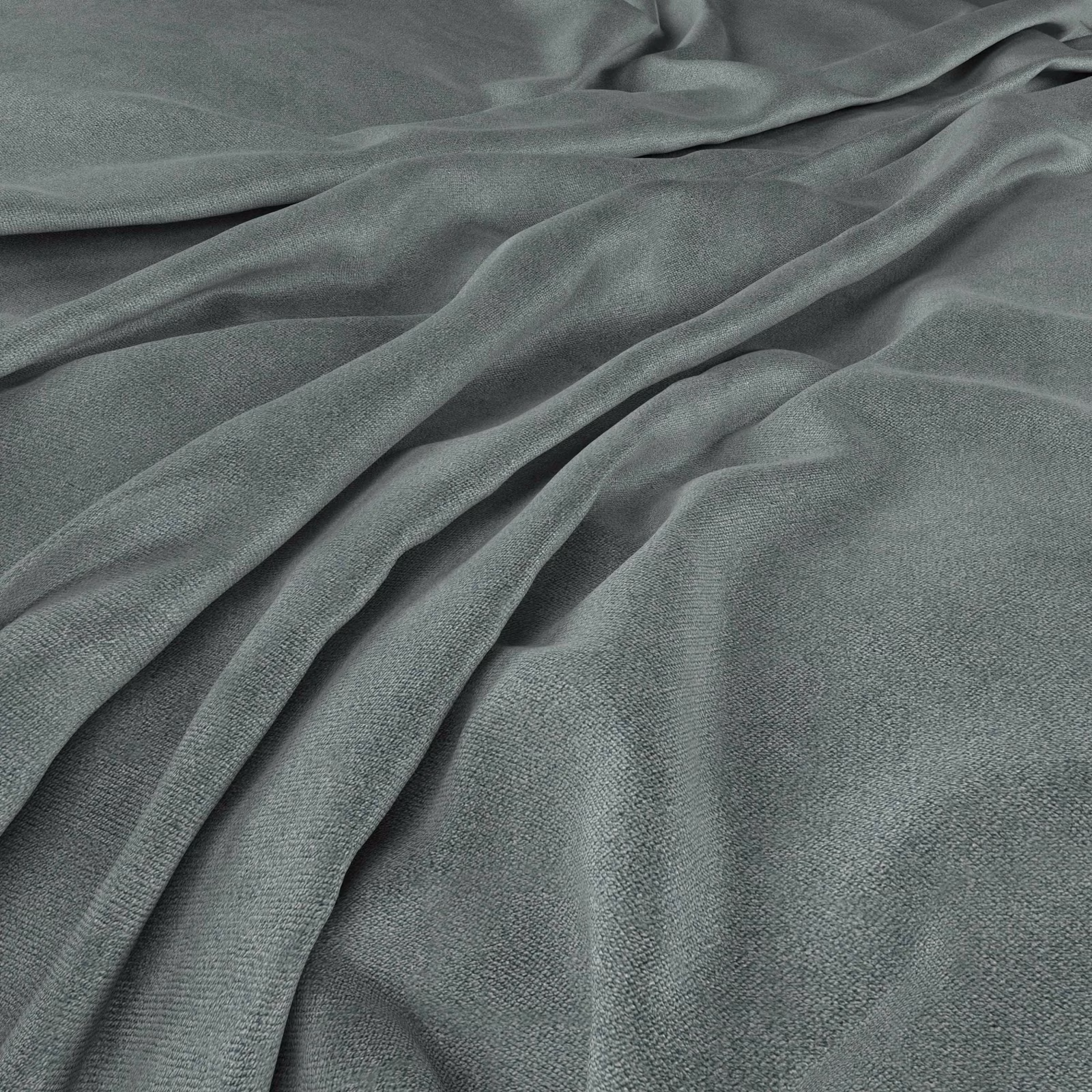 Muted aqua-blue green woven textile with fine grain and softly draped folds