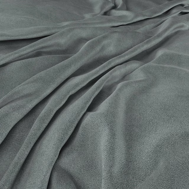 Muted aqua-blue green woven textile with fine grain and softly draped folds