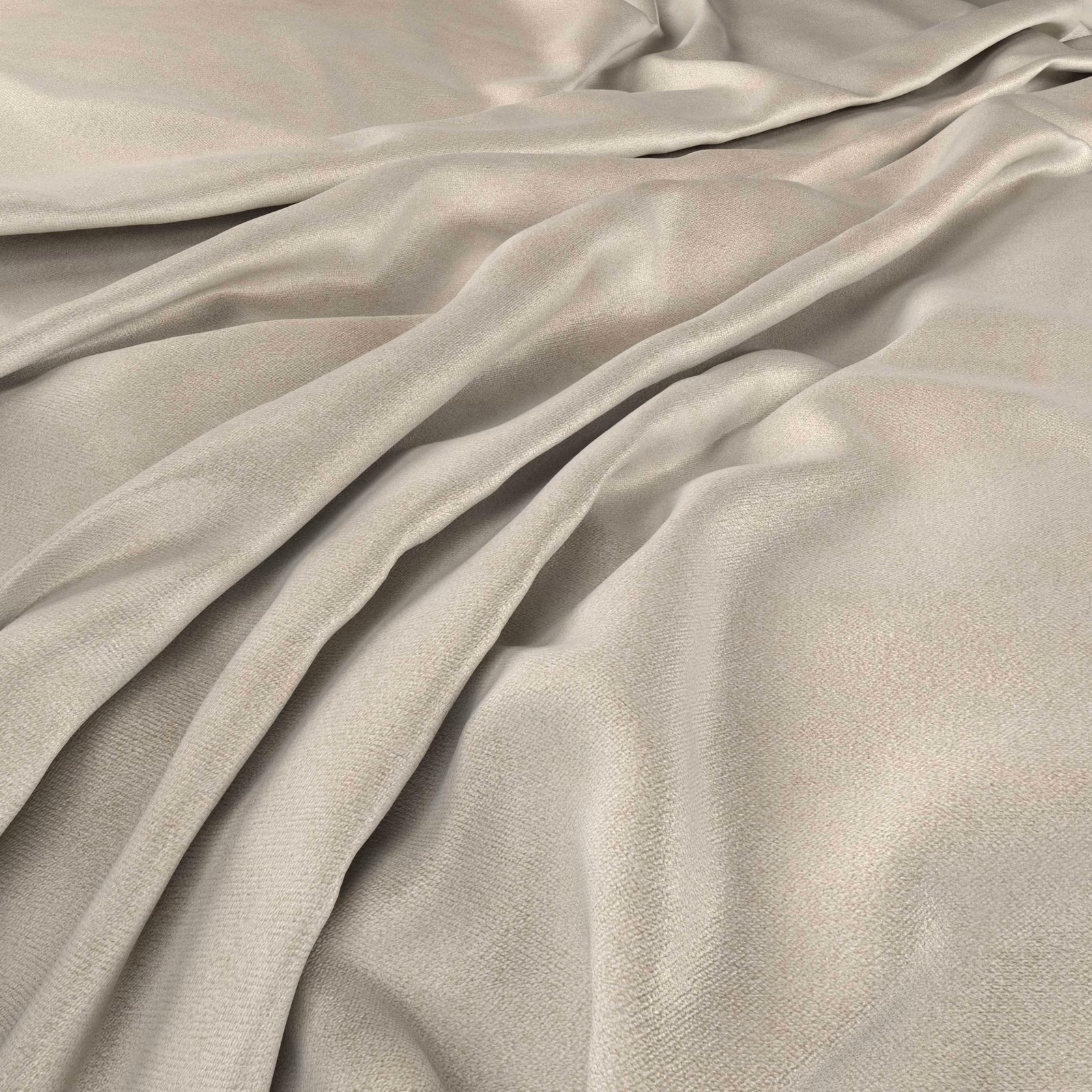 Warm ivory-bone fabric with fine weave and soft sheen in flowing folds