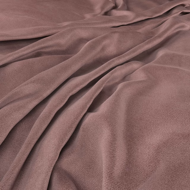 Dusty mauve plain-woven fabric arranged in fluid folds with subtle sheen