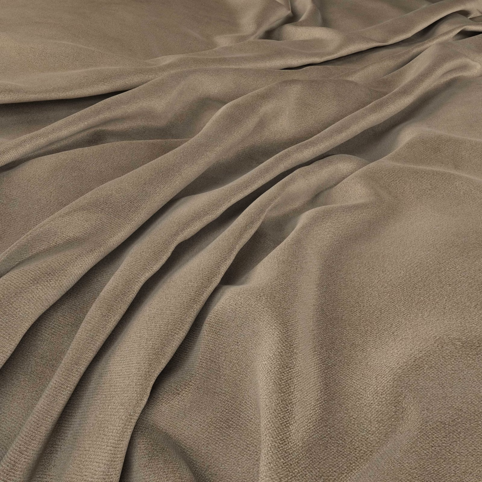 Warm flagstone taupe fabric with a fine weave falling into softly shaded folds