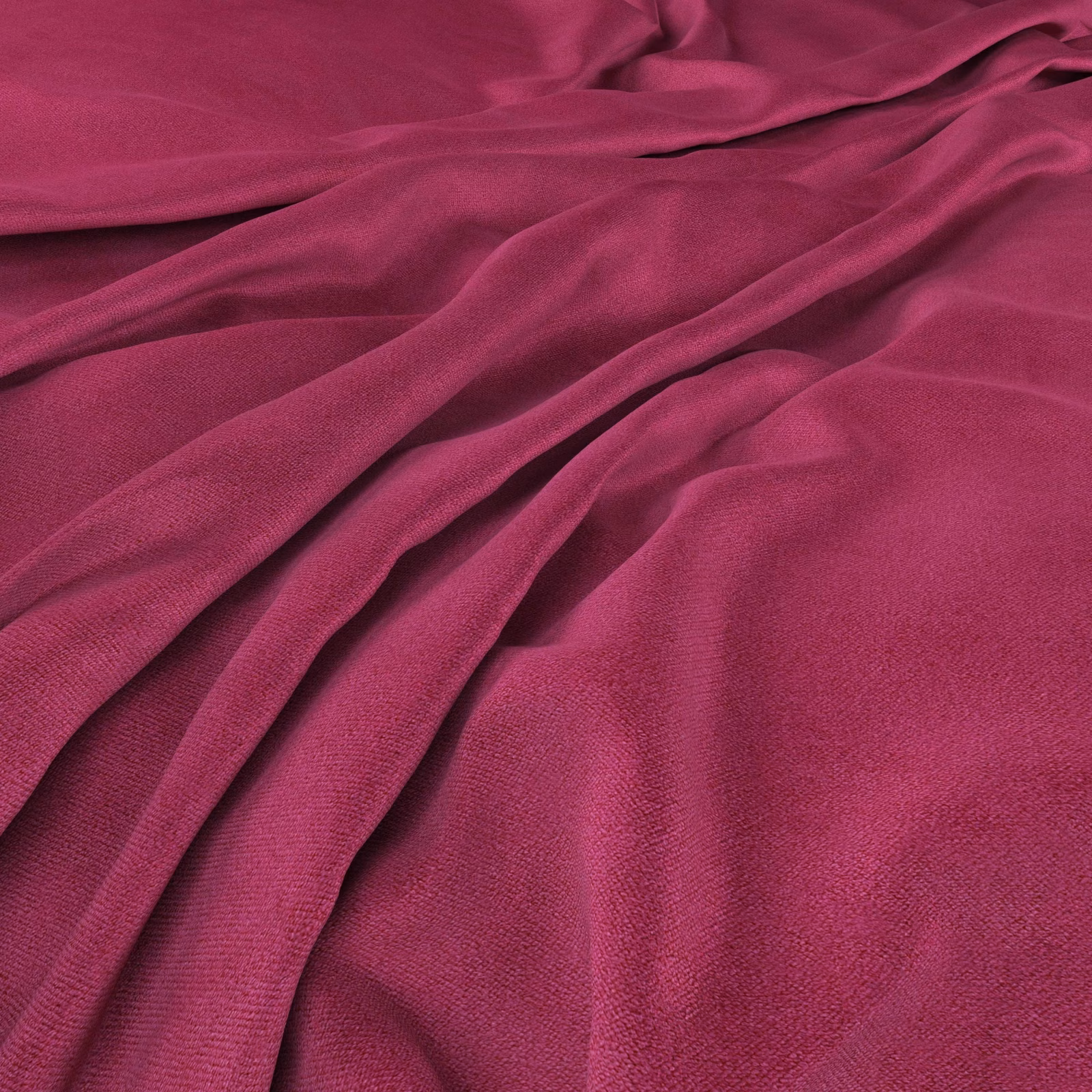 Saturated fuchsia woven fabric cascading in soft, subtly lustrous folds