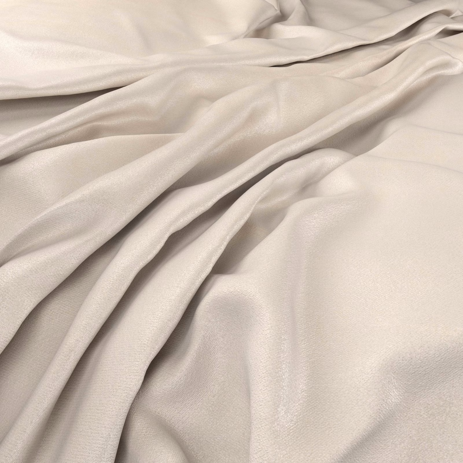 Pale milk ivory fabric with fine texture, gentle sheen and softly folded drape