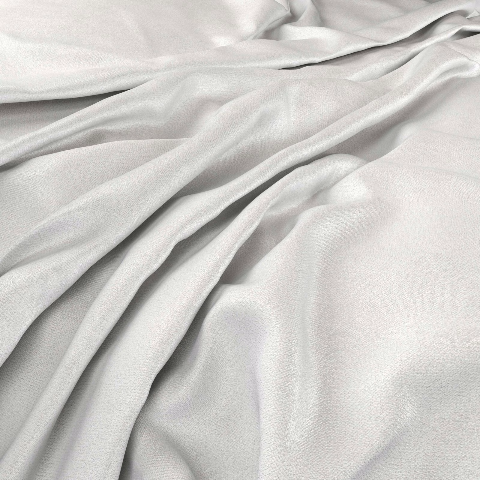 Soft ivory-white fabric with a subtle sheen falling in fluid, finely textured folds