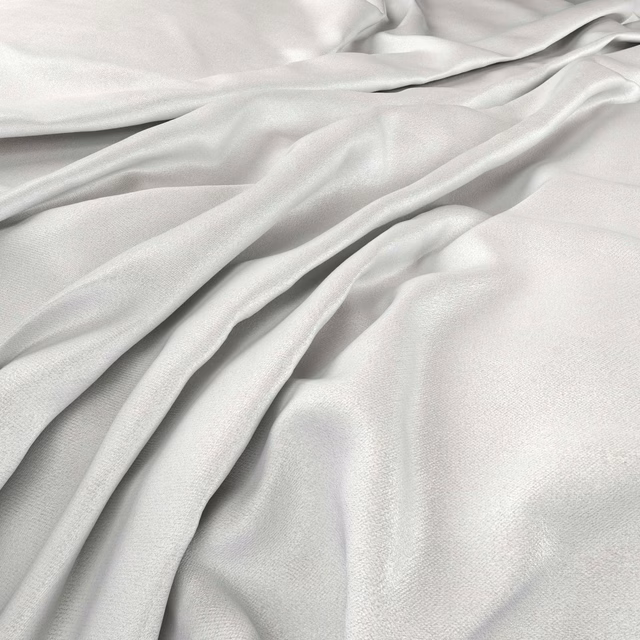 Soft ivory-white fabric with a subtle sheen falling in fluid, finely textured folds