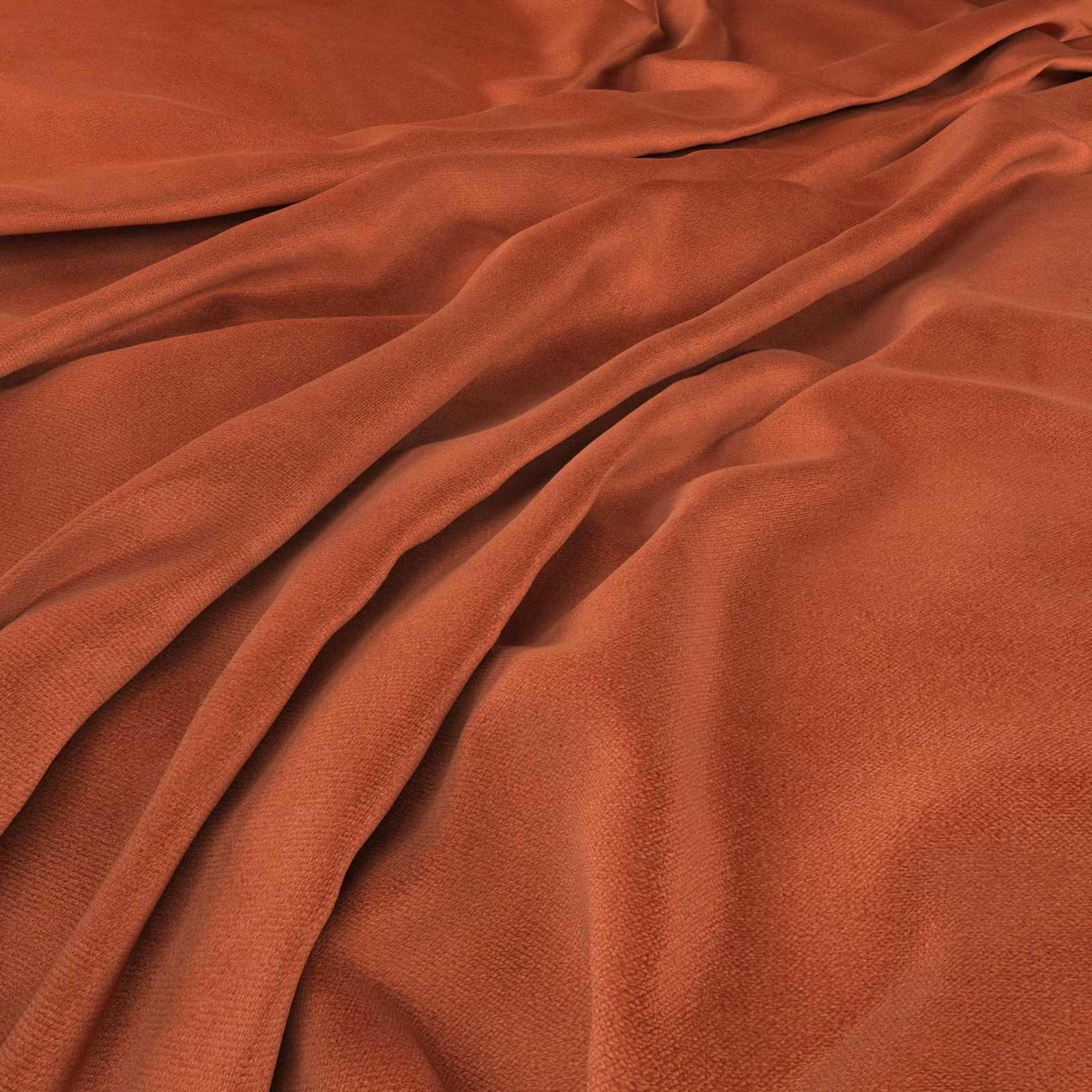 Burnt paprika fabric with fine weave and soft, fluid folds